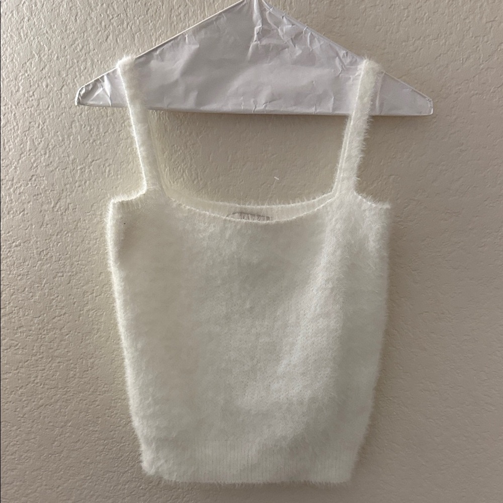 Elegant Cream Fuzzy Camisole